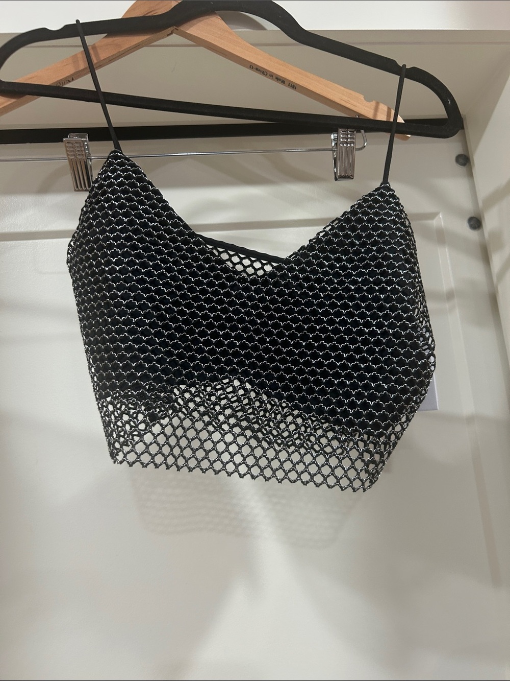 NWT Subdued Women's Black and Silver Crop-top